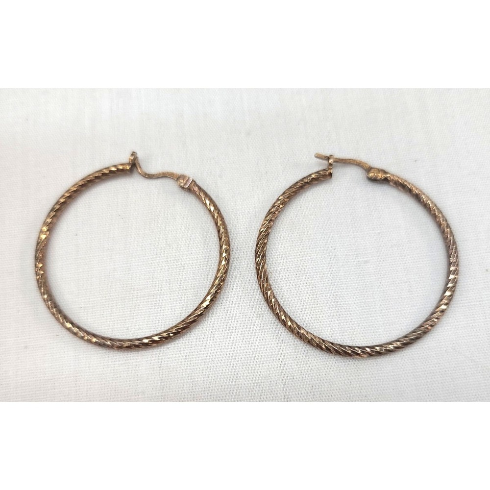Dyadema Italy 925 Gold On Sterling Silver Textured Hoop Earrings